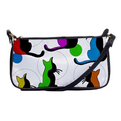 Colorful Abstract Cats Shoulder Clutch Bags by Valentinaart