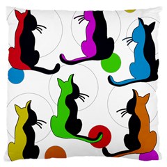 Colorful Abstract Cats Large Cushion Case (two Sides) by Valentinaart