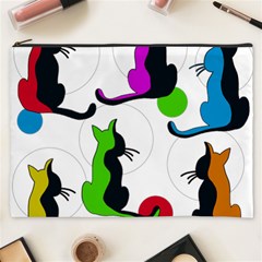 Colorful Abstract Cats Cosmetic Bag (xxxl)  by Valentinaart