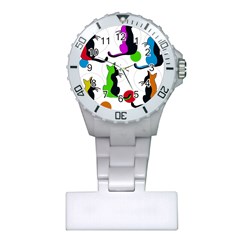 Colorful Abstract Cats Plastic Nurses Watch by Valentinaart