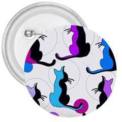 Purple Abstract Cats 3  Buttons by Valentinaart