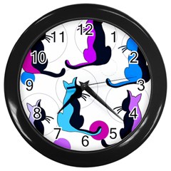 Purple Abstract Cats Wall Clocks (black) by Valentinaart