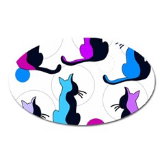 Purple Abstract Cats Oval Magnet by Valentinaart