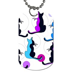 Purple Abstract Cats Dog Tag (one Side) by Valentinaart