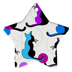 Purple Abstract Cats Star Ornament (two Sides)  by Valentinaart