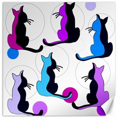 Purple Abstract Cats Canvas 16  X 16   by Valentinaart