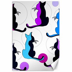 Purple Abstract Cats Canvas 20  X 30   by Valentinaart