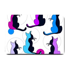 Purple Abstract Cats Small Doormat  by Valentinaart