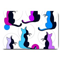 Purple Abstract Cats Large Doormat  by Valentinaart