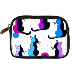 Purple Abstract Cats Digital Camera Cases by Valentinaart