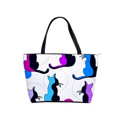 Purple Abstract Cats Shoulder Handbags by Valentinaart