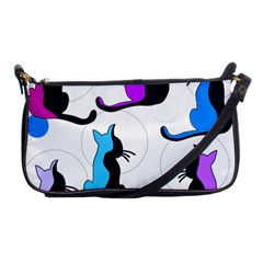 Purple Abstract Cats Shoulder Clutch Bags by Valentinaart