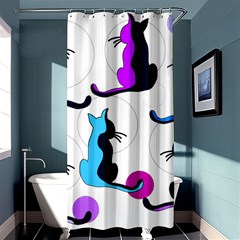 Purple Abstract Cats Shower Curtain 36  X 72  (stall)  by Valentinaart