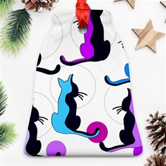 Purple Abstract Cats Ornament (bell)  by Valentinaart