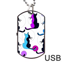 Purple Abstract Cats Dog Tag Usb Flash (one Side) by Valentinaart