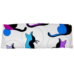 Purple Abstract Cats Body Pillow Case Dakimakura (two Sides) by Valentinaart