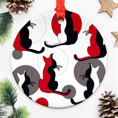 Elegant Abstract Cats  Ornament (round)  by Valentinaart