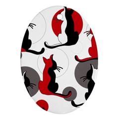 Elegant Abstract Cats  Ornament (oval)  by Valentinaart