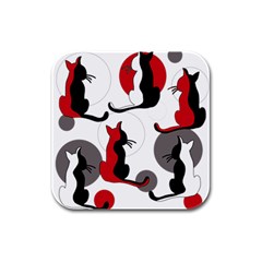 Elegant Abstract Cats  Rubber Square Coaster (4 Pack)  by Valentinaart