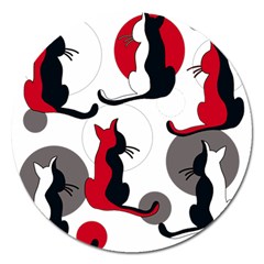 Elegant Abstract Cats  Magnet 5  (round) by Valentinaart