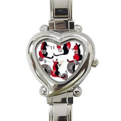 Elegant Abstract Cats  Heart Italian Charm Watch by Valentinaart