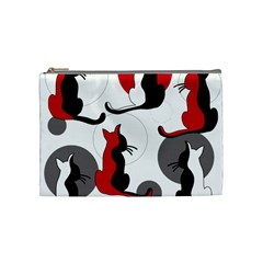 Elegant Abstract Cats  Cosmetic Bag (medium)  by Valentinaart