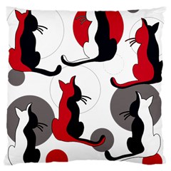 Elegant Abstract Cats  Large Cushion Case (one Side) by Valentinaart