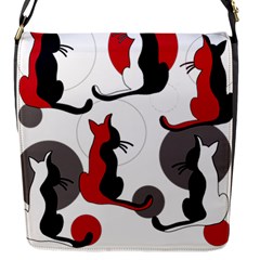 Elegant Abstract Cats  Flap Messenger Bag (s) by Valentinaart