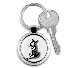 Elegant Abstract Cat  Key Chains (round)  by Valentinaart