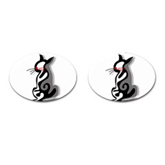 Elegant Abstract Cat  Cufflinks (oval) by Valentinaart