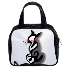 Elegant Abstract Cat  Classic Handbags (2 Sides) by Valentinaart