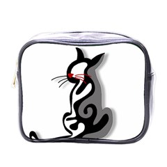 Elegant Abstract Cat  Mini Toiletries Bags by Valentinaart