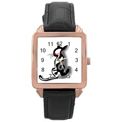 Elegant Abstract Cat  Rose Gold Leather Watch  by Valentinaart