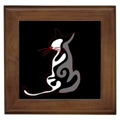 Gray elegant cat Framed Tiles