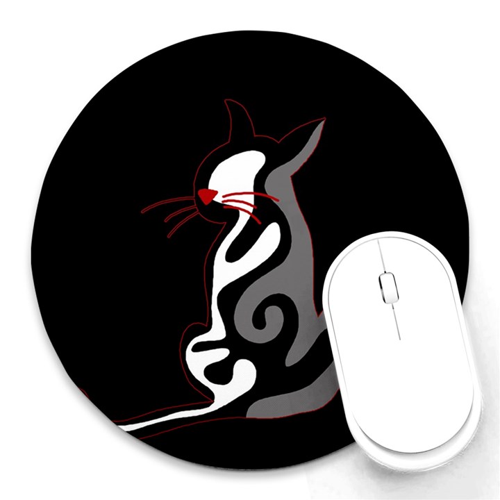 Gray elegant cat Round Mousepads