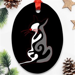 Gray elegant cat Ornament (Oval) 