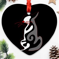 Gray elegant cat Ornament (Heart) 