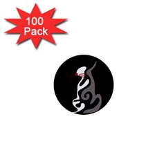 Gray elegant cat 1  Mini Buttons (100 pack) 