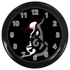 Gray elegant cat Wall Clocks (Black)