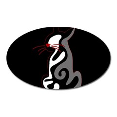 Gray elegant cat Oval Magnet