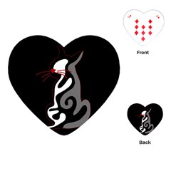 Gray elegant cat Playing Cards (Heart) 