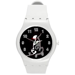 Gray elegant cat Round Plastic Sport Watch (M)