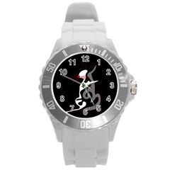 Gray elegant cat Round Plastic Sport Watch (L)