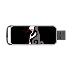 Gray Elegant Cat Portable Usb Flash (one Side) by Valentinaart