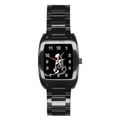 Gray elegant cat Stainless Steel Barrel Watch