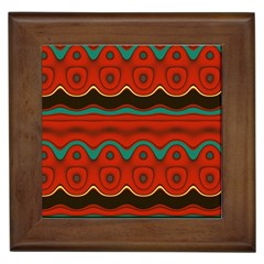 Orange Black And Blue Pattern Framed Tiles by digitaldivadesigns