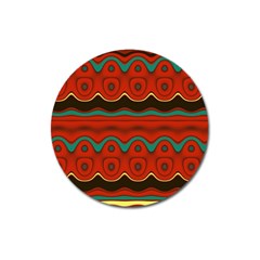 Orange Black And Blue Pattern Magnet 3  (round)