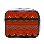 Orange Black and Blue Pattern Mini Toiletries Bags Front