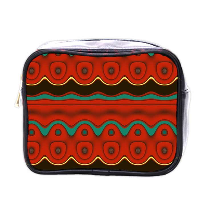 Orange Black and Blue Pattern Mini Toiletries Bags