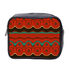 Orange Black And Blue Pattern Mini Toiletries Bag 2-side by digitaldivadesigns